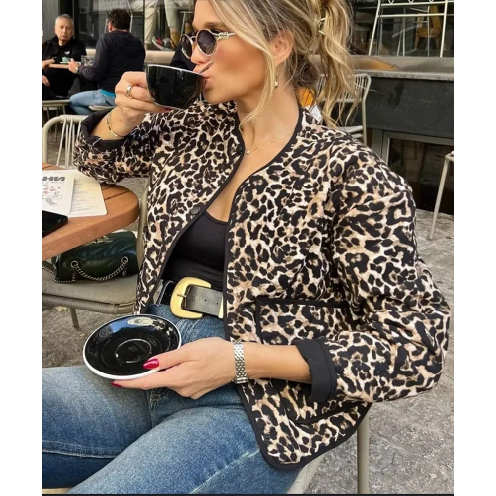 Zara Animal Print Puffer Jacket Size S